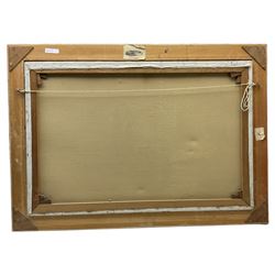 H Sanders (Continental 20th century): Castle in Highland River Landscape, oil on canvas signed 60cm x 91cm