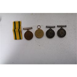 WWI trio of the War, Victory and 1914-1918 Mercantile Marine medal, awarded to 6376 Pte T Pickering Leic R, togehter with WWI war medal awarded to 19292 Pte F.G. Elliot C.GDS