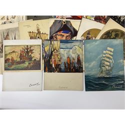 Cunard Cruises souvenir brochures and other ephemera, mostly relating to RMS Lancastria and SS Carinthia, together with 1930s postcards and photographs from around the world, etc