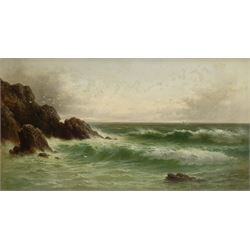George Goodman (British 19th/20th century): 'Entrance to Cardigan Bay' Wales, oil on canvas signed, titled and signed verso 50cm x 90cm