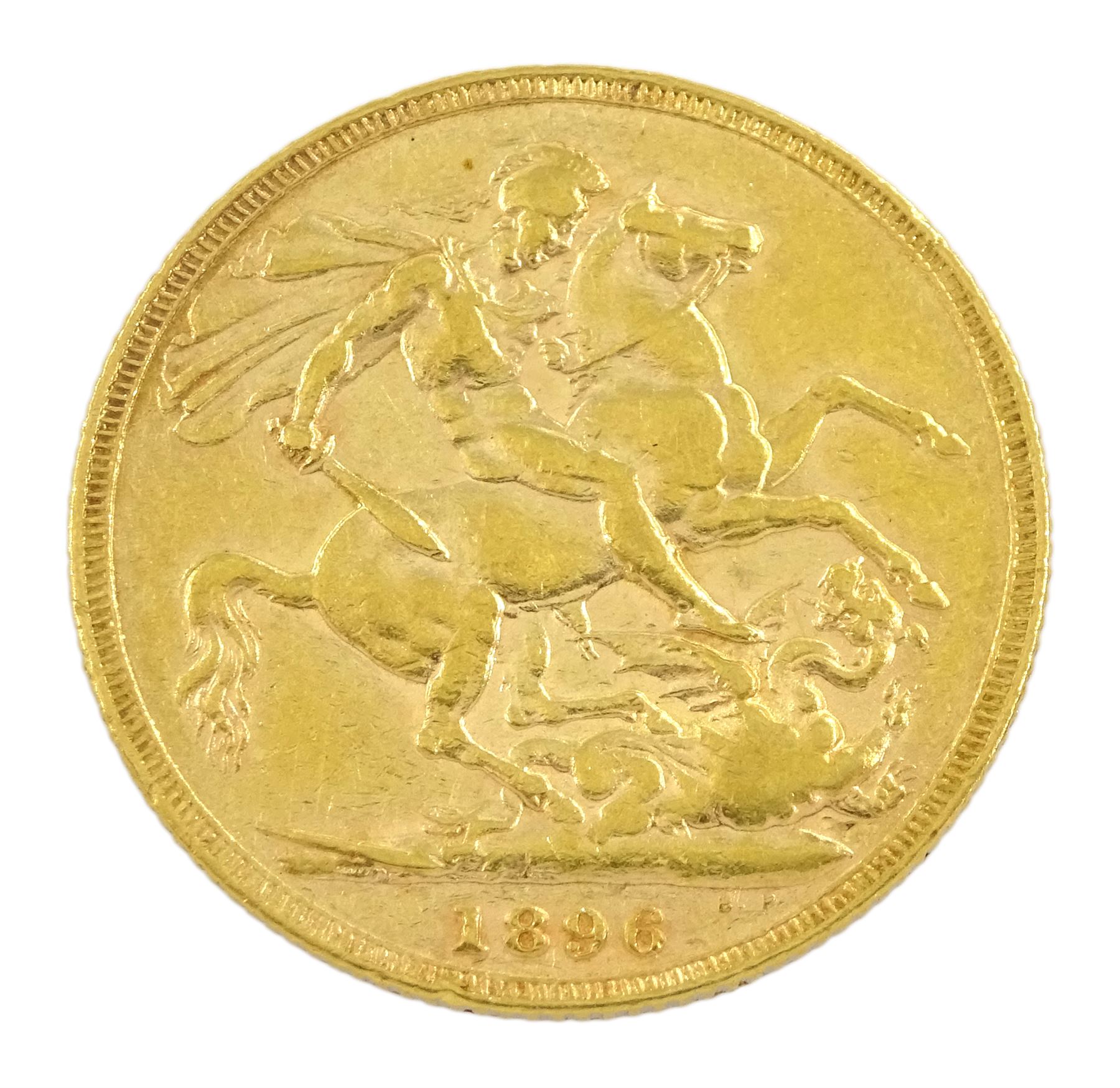 Queen Victoria 1896 gold full sovereign coin