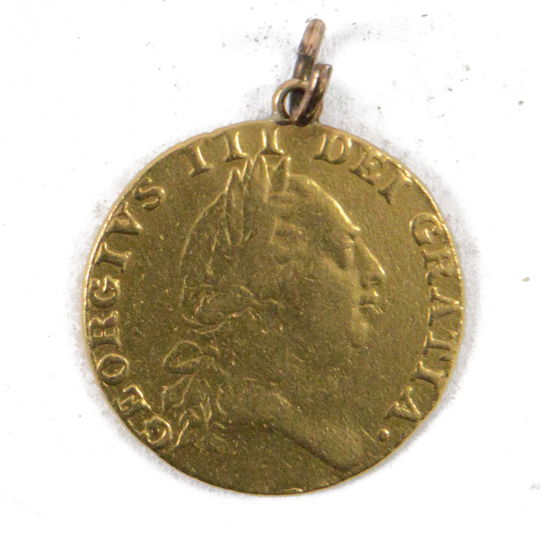 George III 1787 gold 'spade' one guinea coin (mounted)
