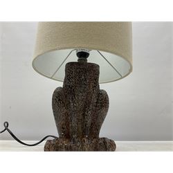 Composite table lamp, modelled as a hare with natural linen shade