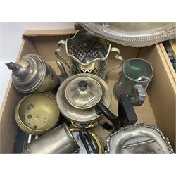 Large collection of silver plate, including automobilia club items, three piece tea service, centrepiece, trophy etc