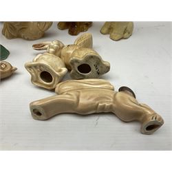 Collection of Sylvac and similar animal figures, including rabbits, hares and dogs, together with Falcon budgie vase, etc 