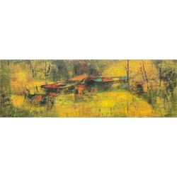 Le Ba Dang (Hoi Lebadang) (Vietnamese/French 1921-2015): Moored Boats, oil on canvas signed 20cm x 60cm
