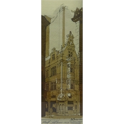  J. H. Barnes '52 Cross Street Manchester' artists proof hand finished lithograph signed and dated 1973, 31cm x 10.5cm   