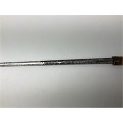 Late 19th/early 20th century sword stick/walking cane with 38cm fullered steel blade 85cm overall