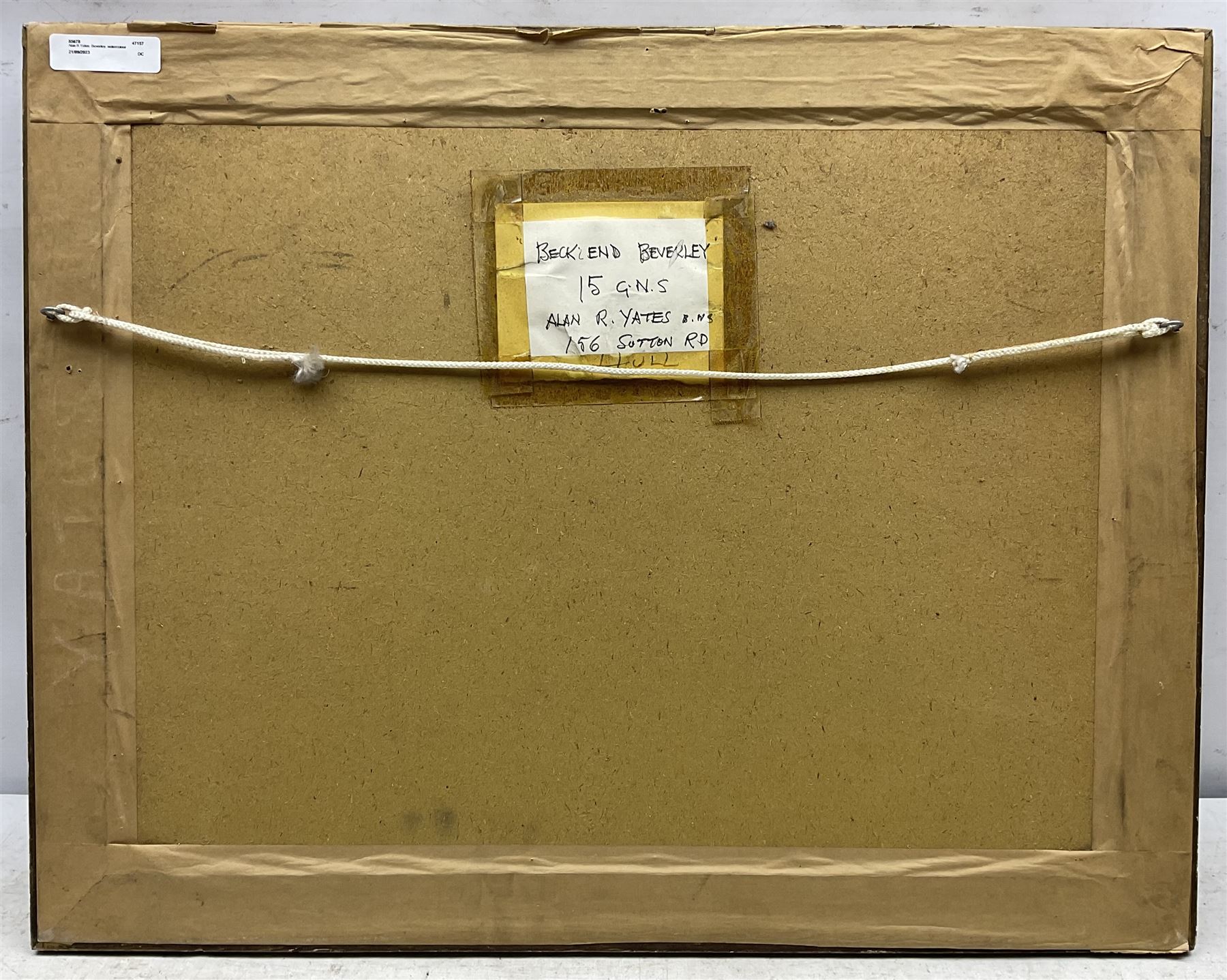 Alan R Yates (Hull 20th century): 'Beck End Beverley', watercolour signed, titled on label verso 24cm x 35cm