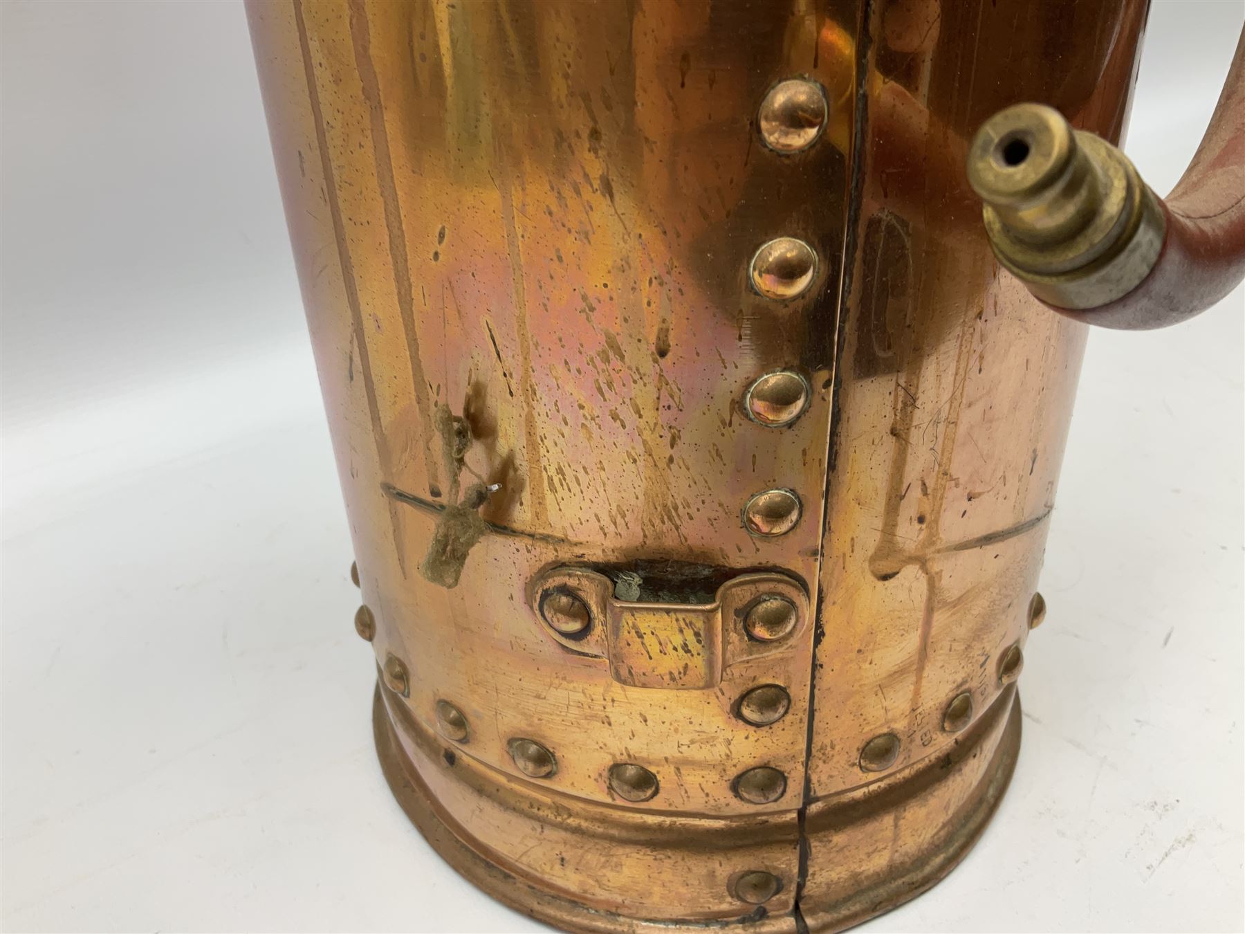 Large copper ‘Waterloo’ fire extinguisher by Read and Campbell Ltd and another Safex example 
