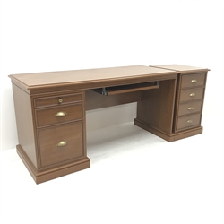 French cherry wood single pedestal offic