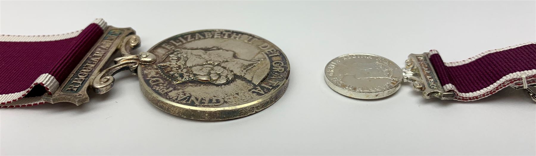 Queen Elizabeth II medal for Long Service and Good Conduct, awarded to '24312152 SGT J WILLOUGHBY RAMC', with unnamed miniature