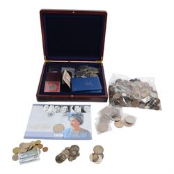 Great British and World coins, including two silver Kennedy silver half dollars, two Mexic...