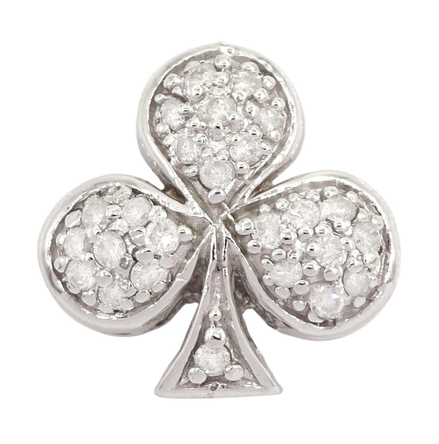 14ct white gold club pendant, pave set with twenty-five diamonds