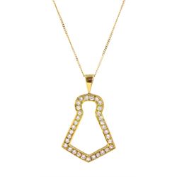18ct gold diamond keyhole pendant necklace, set with thirty-three  round brilliant cut dia...