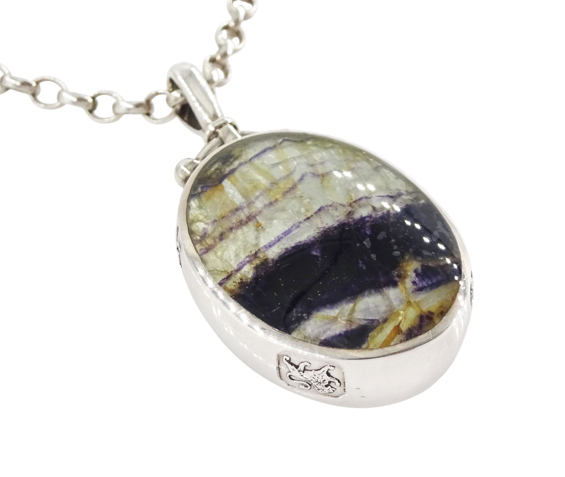 Silver blue john double sided pendant by David Scott Walker
