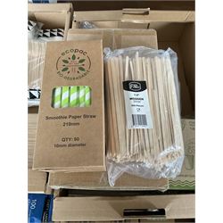 Large quantity of plastic knives, forks, spoons, wooden stirrers, wooden forks, paper straws- LOT SUBJECT TO VAT ON THE HAMMER PRICE - To be collected by appointment from The Ambassador Hotel, 36-38 Esplanade, Scarborough YO11 2AY. ALL GOODS MUST BE REMOVED BY WEDNESDAY 15TH JUNE.