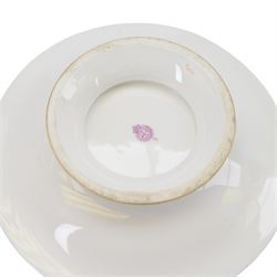 Royal Worcester dessert service with hand painted roses, comprising twelve plates and four comports and two tazza