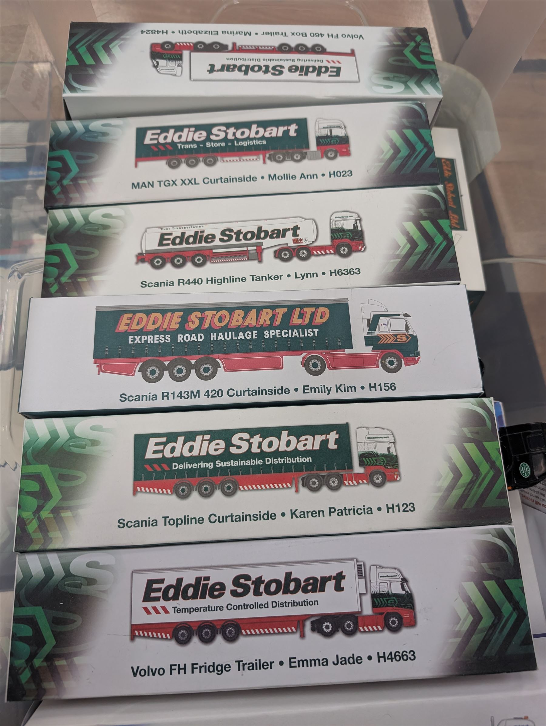 Collection of Atlas Editions Eddie Stobart die cast models, all boxed, most with certificates of authenticity, and two other diecast lorries