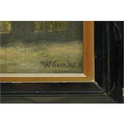 William Greaves (British 1852-1938): Moonlit Town Street in Winter, oil on panel signed 18cm x 23cm