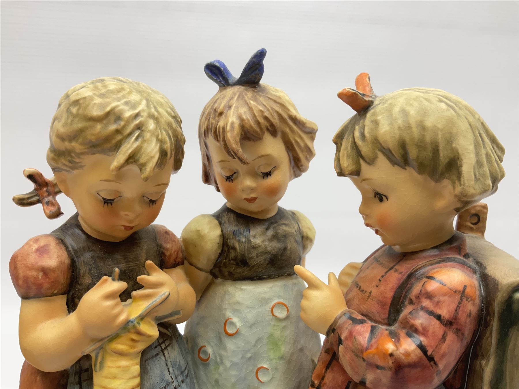 Large Hummel figure group by Goebel, School Girls, together with Hummel figure group, We Wish You The Best, tallest H23.5cm