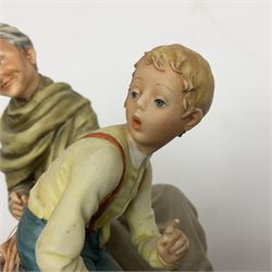 Capodimonte The Cheats, signed Zanella, together with another Capodimonte figure, H24cm  