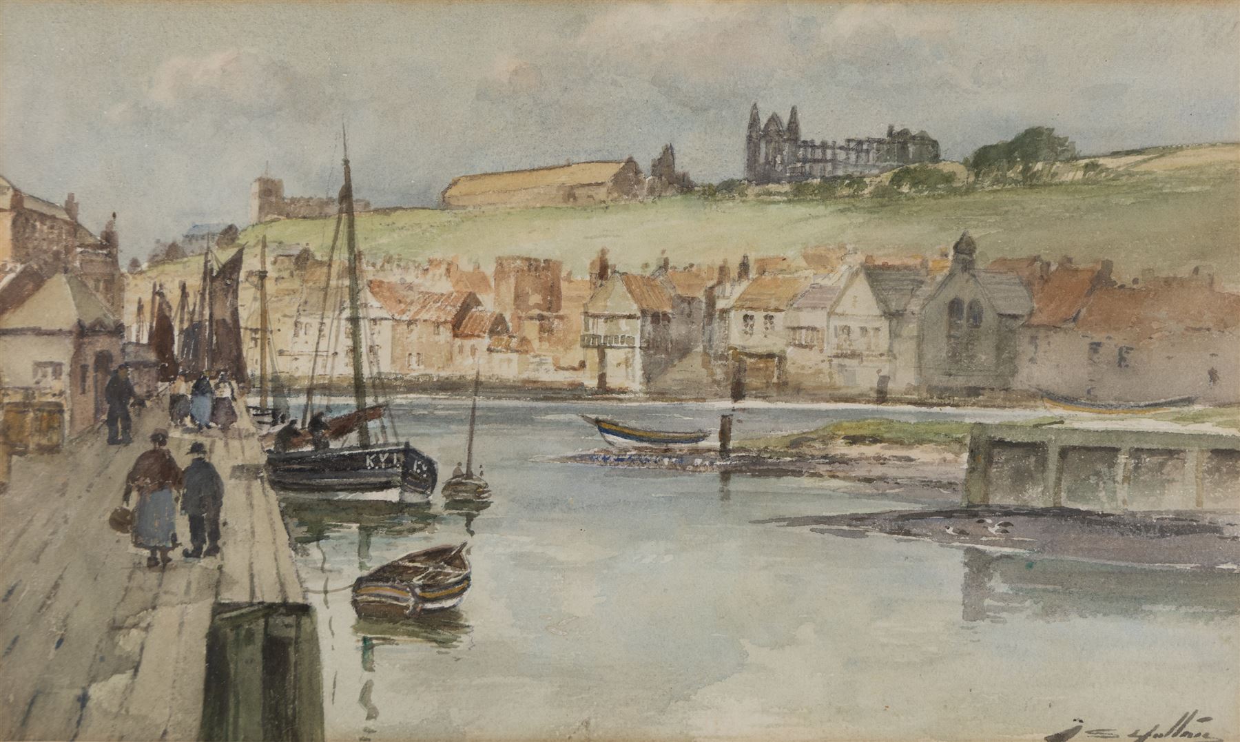 Thomas Swift Hutton (British 1860-1935): 'Whitby', watercolour signed, titled on the mount 20cm x 35cm; Edward Nevil (British fl.1880-1900): 'Whitby - The Gaunt', watercolour signed and titled, 37cm x 27cm (2)