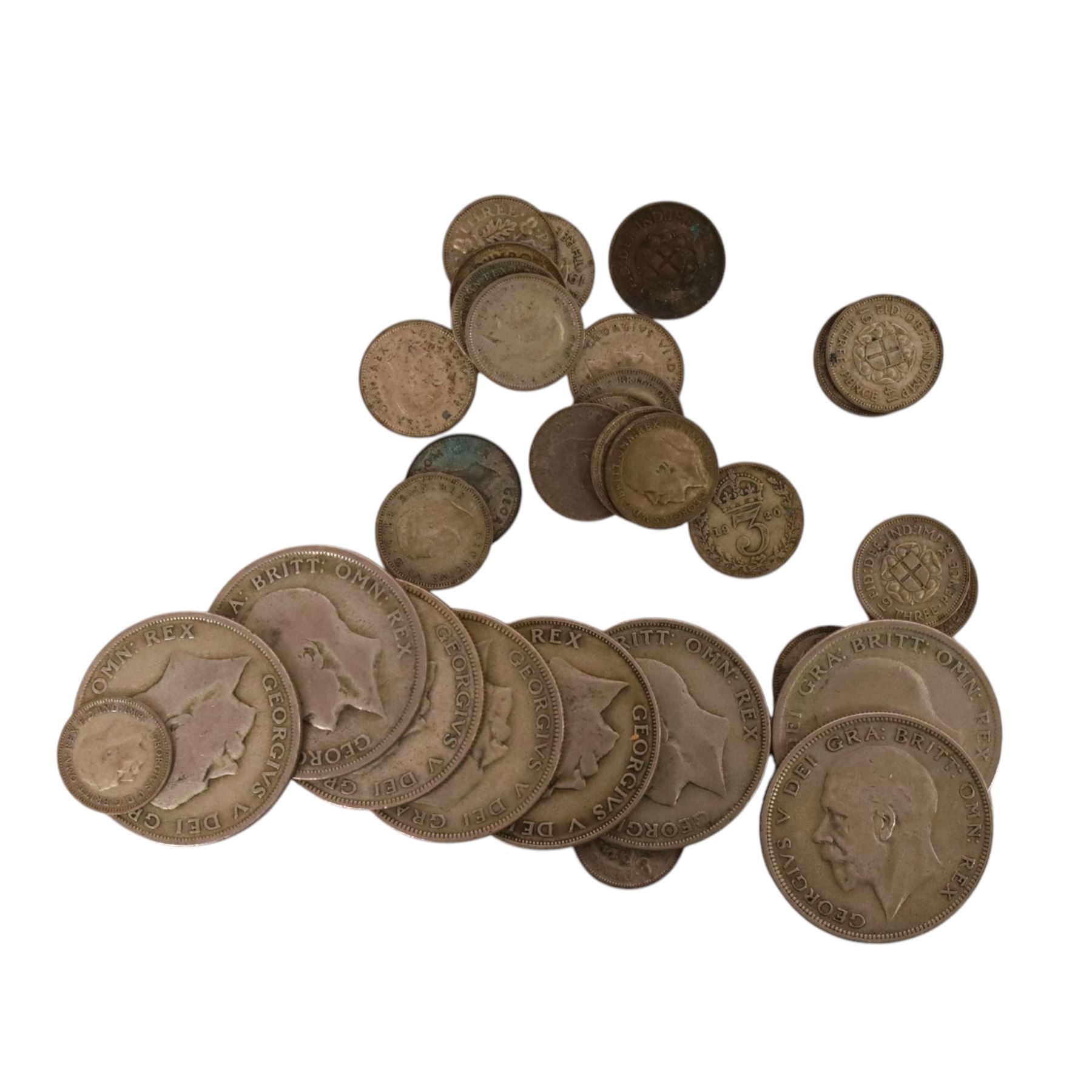 Approximately 10 grams of Great British pre-1920 and approximately 140 grams of Great British pre-1947 silver coins, together with a United States of America 1861 silver quarter dollar (drilled) and some further coins