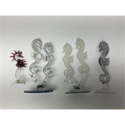 Large collection of hand-blown glass animals and figures, to include fish, birds, cats, dogs, monkeys etc