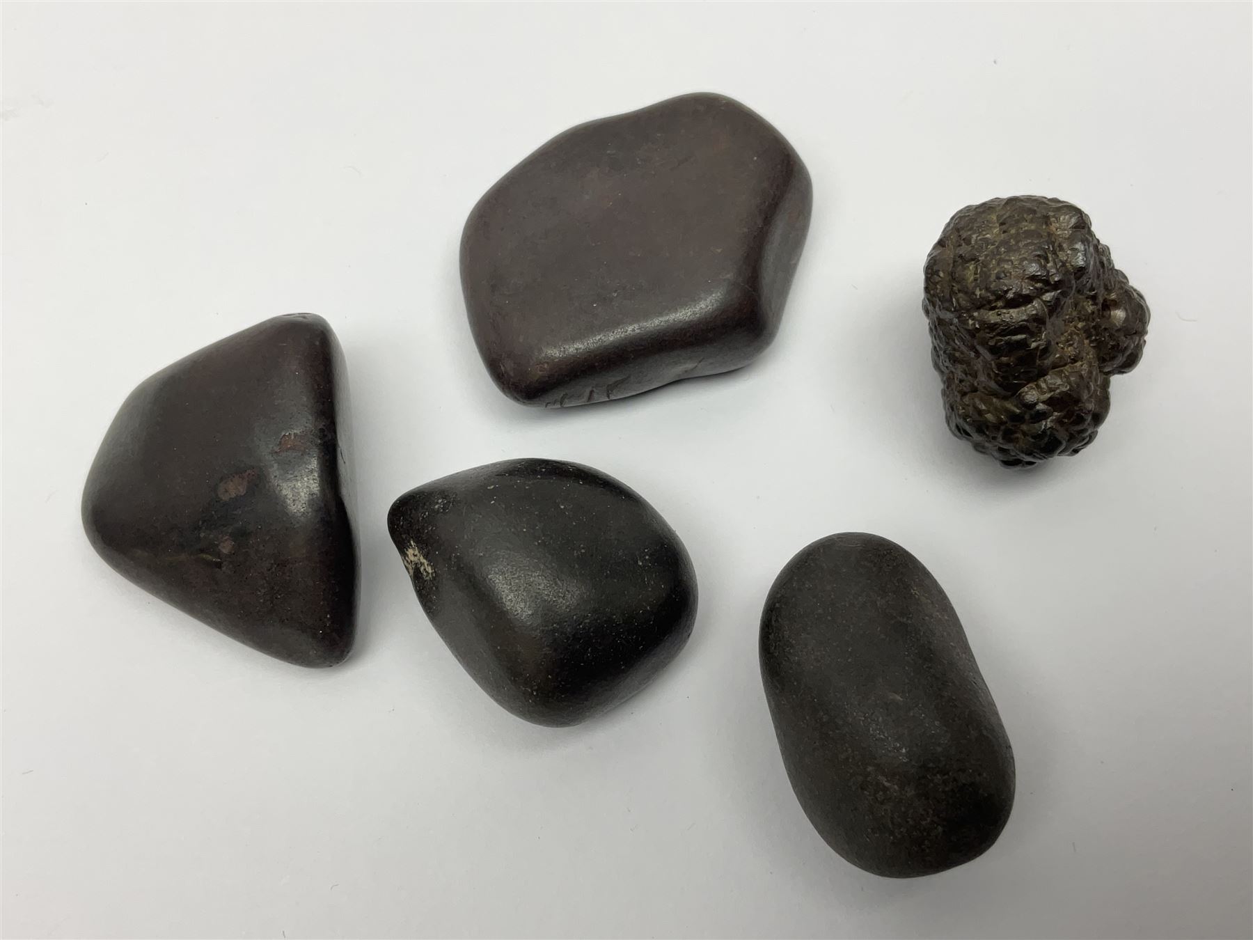 Chinese hardstone carving of a fish amongst coral, with platted rope handle, together with other hardstone and soft stone carvings  