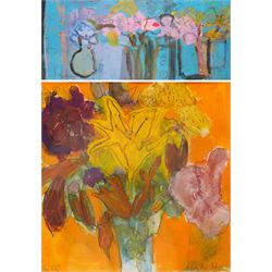Gillian Ross Kelsey (British 1935-2025): 'Day Lilly' and 'Pinks', two mixed medias on pape...