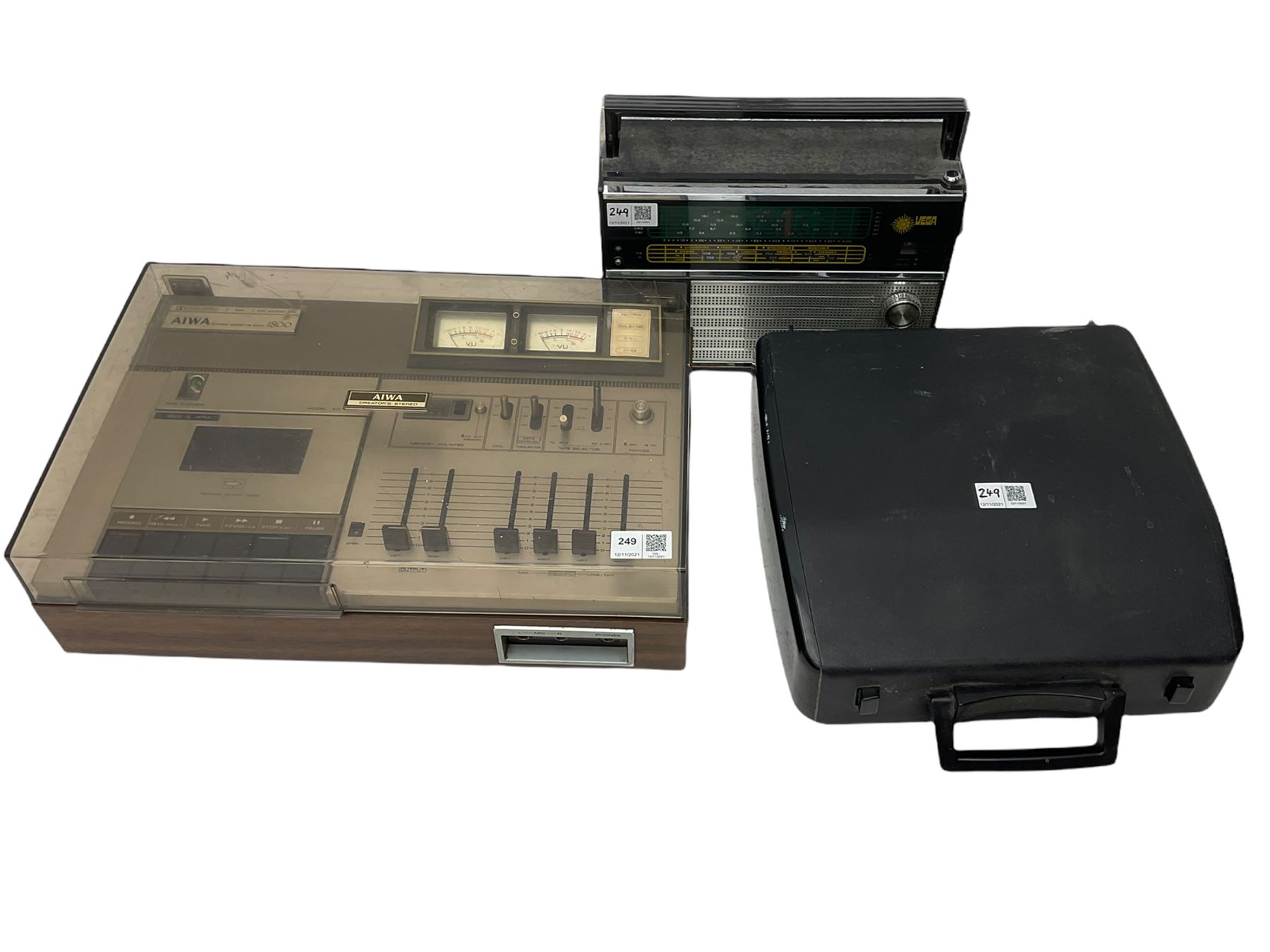 AIWA stereo cassette deck 1800, UEGA VEF 206 radio and a brother 100 type writer - all untested 