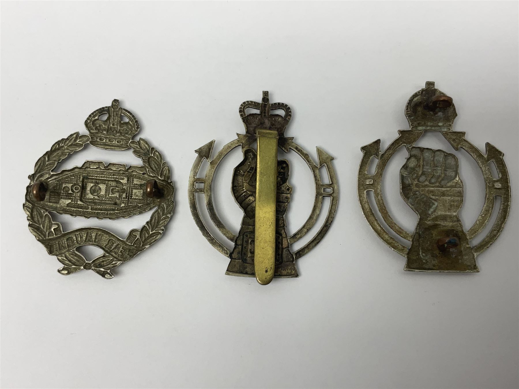 Twenty-seven military metal cap badges including Royal tank Corps, Reconnaissance Corps, Royal Armoured Corps, Royal Corps of Signals, Womens Army Auxiliary Corps, Queen Mary's Army Auxiliary Corps, Auxiliary Territorial Service,  Royal Engineers, REME, Army physical Training Corps etc 