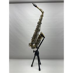 St Louis Alto saxophone, serial no.82437 in John Packer JP Blues 141 carrying case; with two-piece saxophone stand