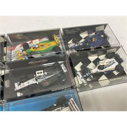 Pauls Model Art Minichamps Formula - ten 1:43 scale die-cast models of racing cars in plastic display cases (10)