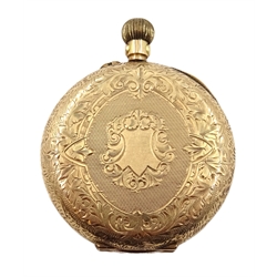  Continental gold ladies top wind enamel pocket watch, stamped 14c  