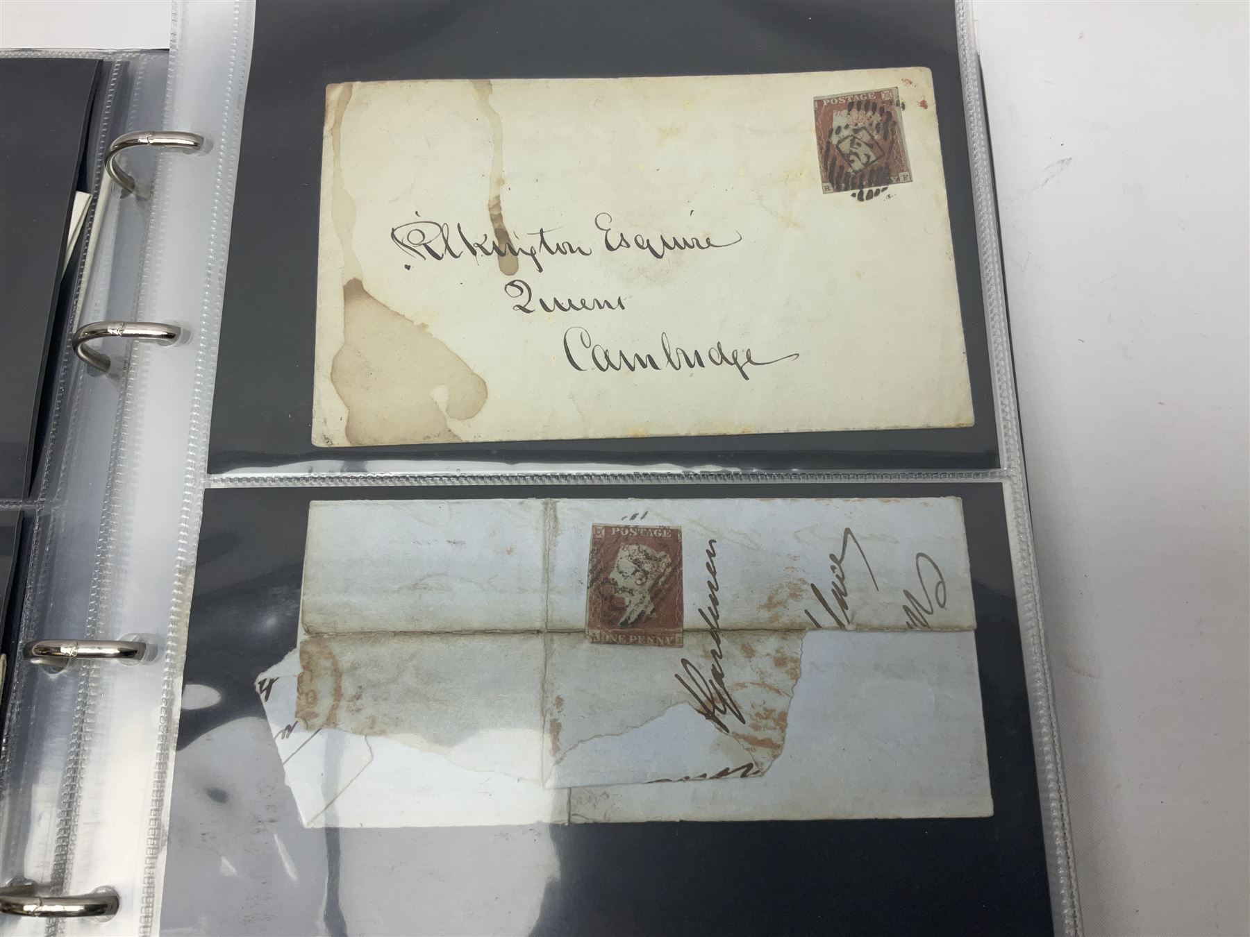 Postal history, including imperf penny reds on covers or entires, mourning cover, Cape of Good Hope overprinted postal stationary, pre-stamp items etc, housed in a ring binder folder