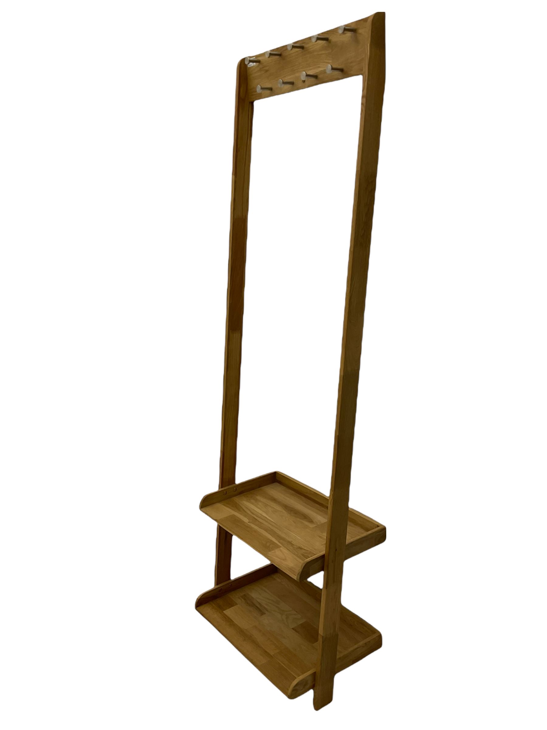 Futon Company - hallstand fitted with hooks and two shelves (W55cm, H181cm, D47cm), and a wall mirror with shelf and hooks (30cm x 40cm)