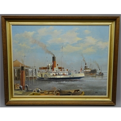  Colin Verity (1924-2011 'Humber Steam Paddle Ferry Lincoln Castle and other vessels in Harbour' oil on canvas, signed, 44cm x 60cm   
