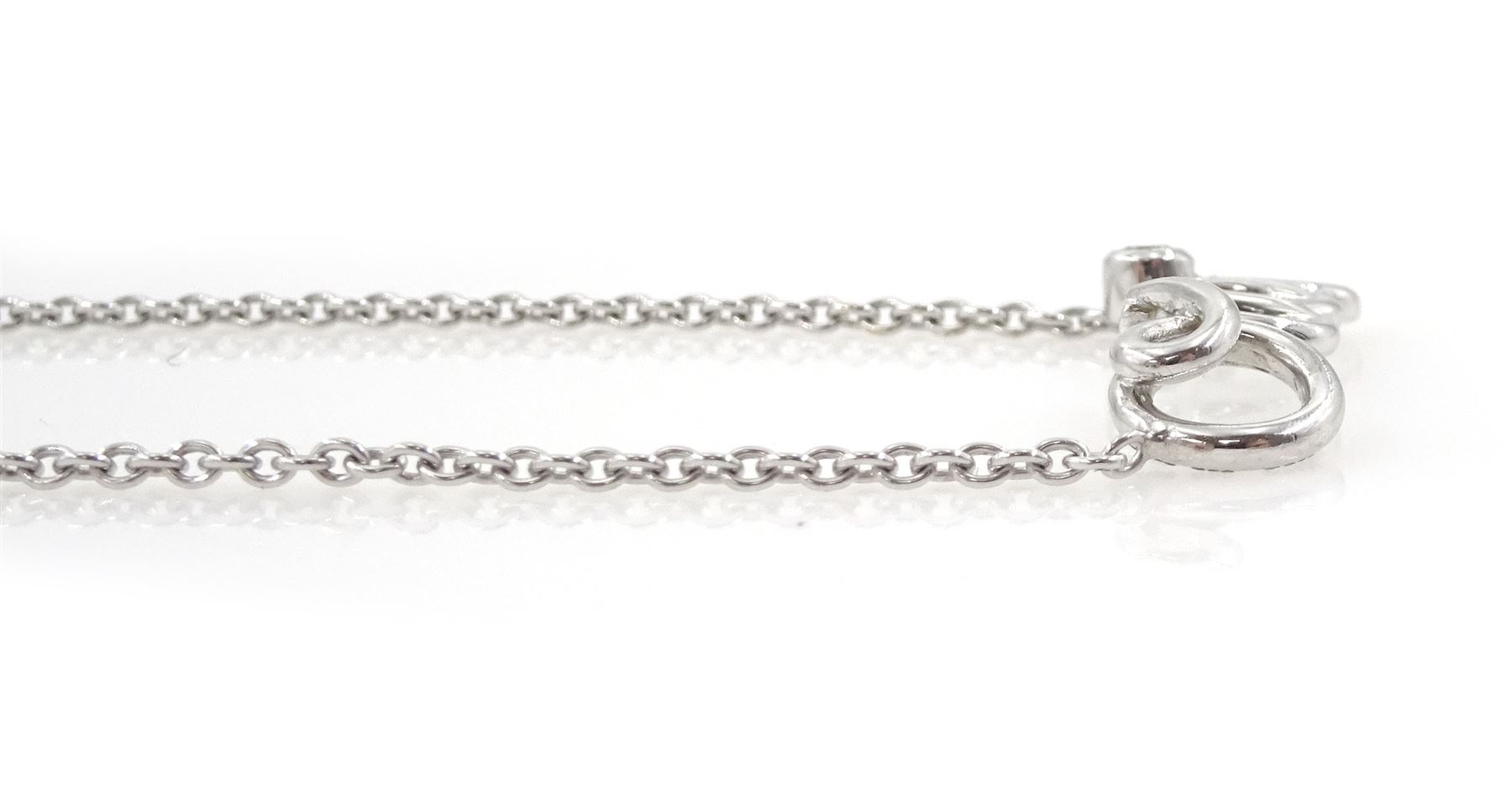 Dior Dioramour 18ct white gold, single stone round brilliant cut diamond Oui necklace, numbered E7434, stamped 750