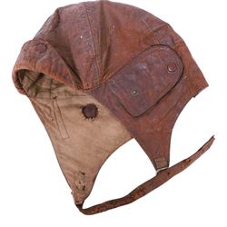 WWI observer's leather flight cap 