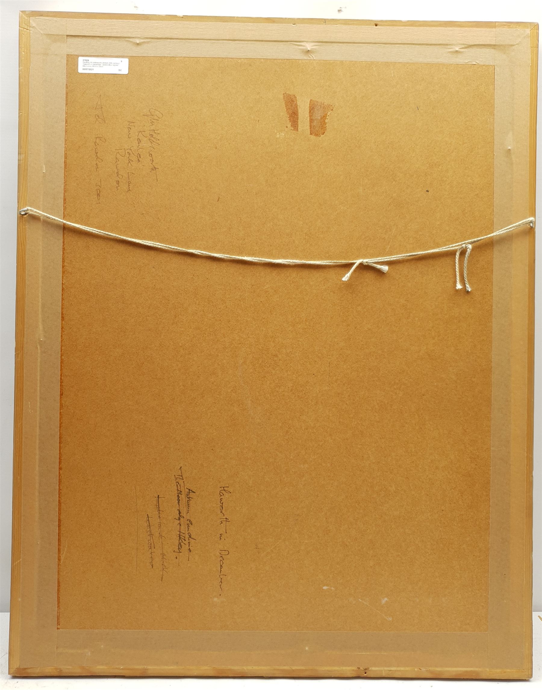 Geoffrey M Holdsworth (British 20th century): 'Haworth in December', watercolour signed, titled verso 46cm x 33cm