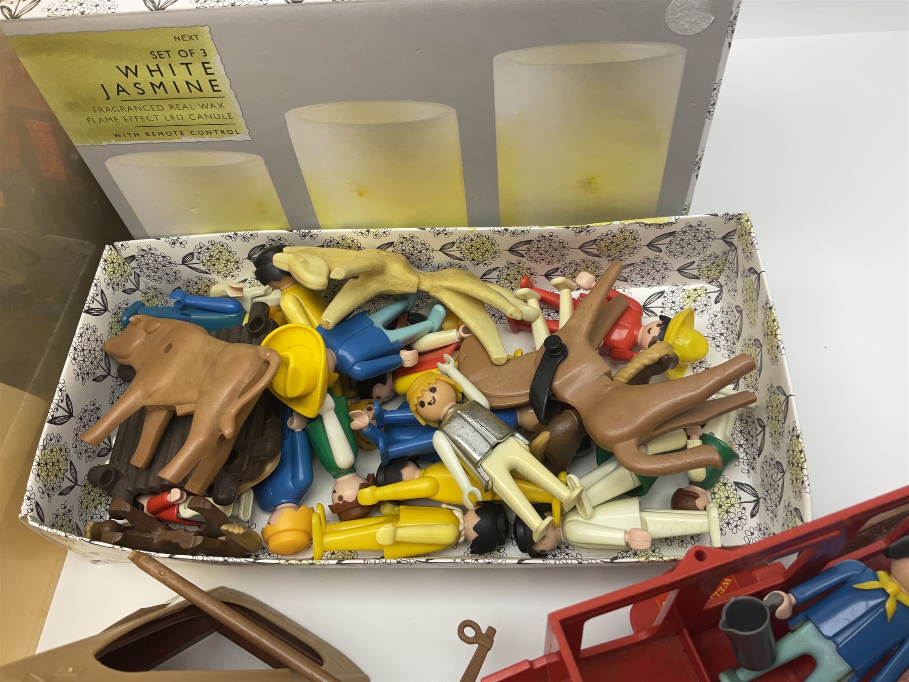 Collection of Playmobile Cowboys and Indians plastic figures, teepees, covered wagon etc