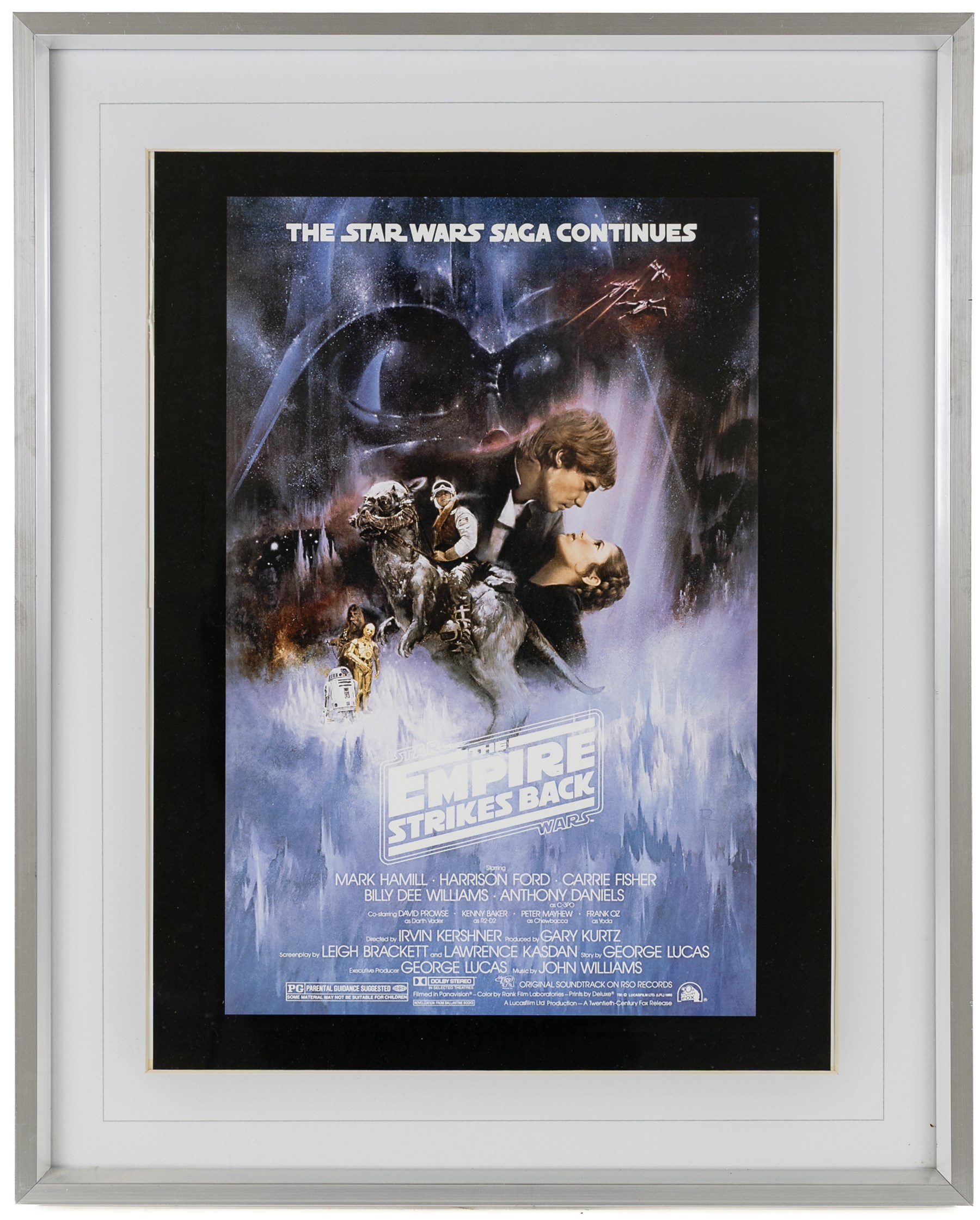Four Cards Inc Star Wars The Movie Poster Collection prints, comprising Episode I Attack of the Clones, A New Hope, Return of the Jedi and The Empire Strikes Back, all framed, H37cm, together with a Rye by Post The History of Star Wars Original Filmcell collection, with certificate of authenticity verso