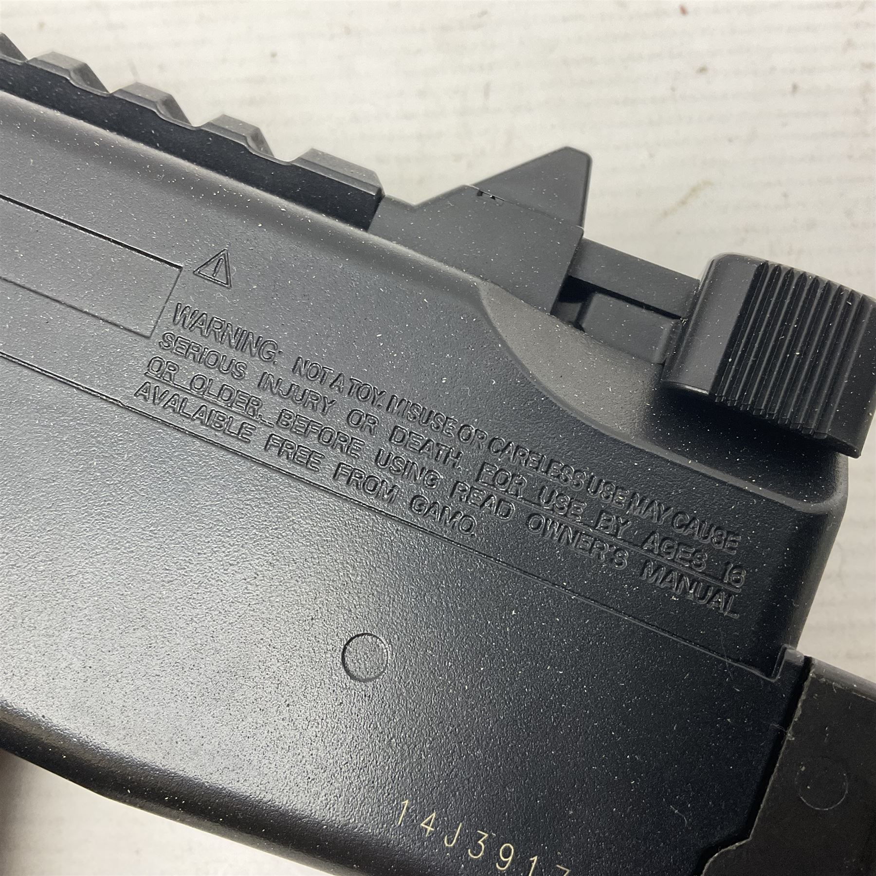 Gamo MP-9 .177 cal. semi-auto blowback pellet/BB CO2 gun, serial no.14J39179, L30cm; on original box with accessories and paperwork  NB: AGE RESTRICTIONS APPLY TO THE PURCHASE OF AIR WEAPONS.