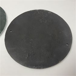 Pair of reproduction cast iron Cunard White Star signs, D25cm 