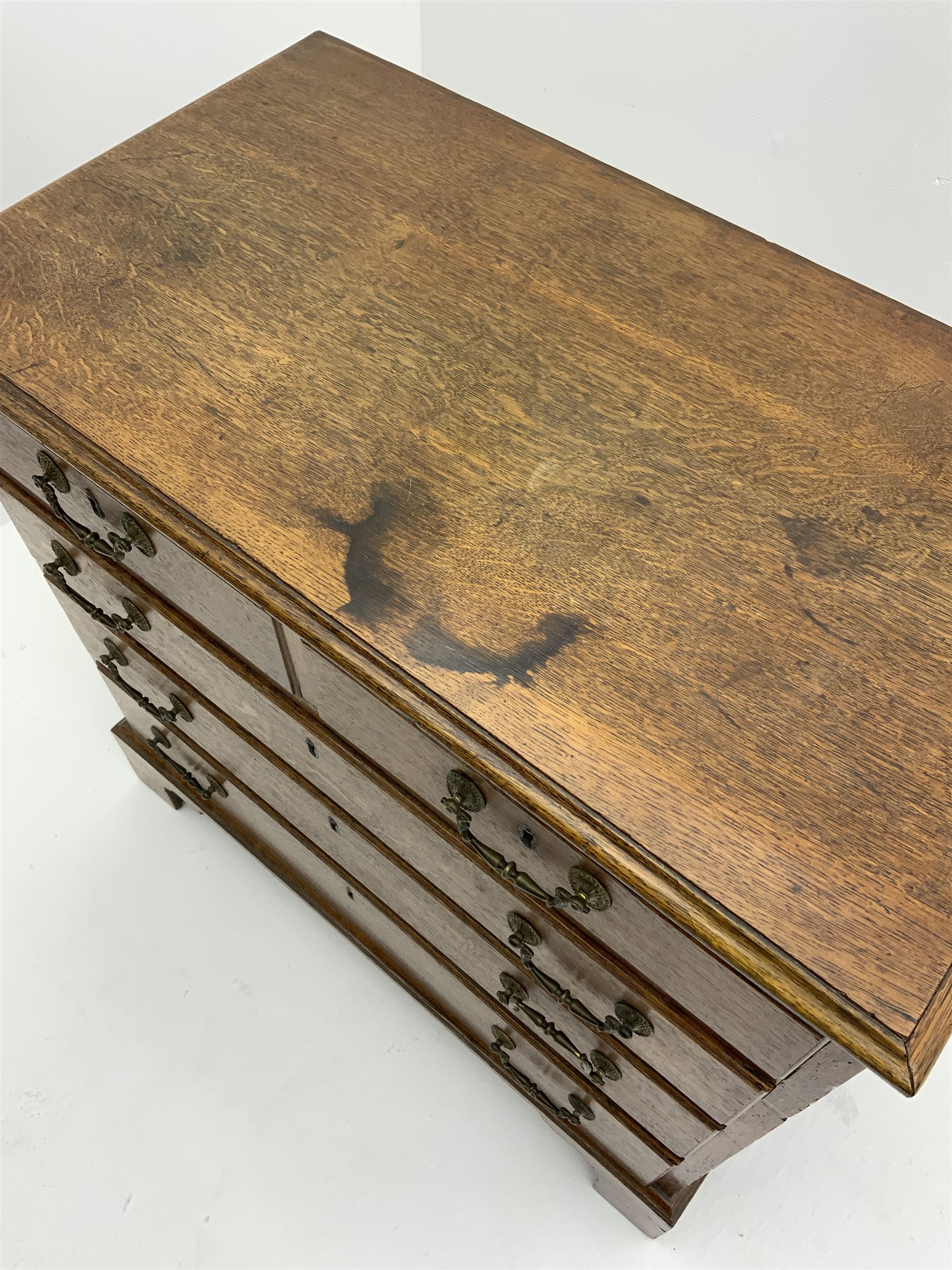 George III oak chest fitted with two short and three long drawers