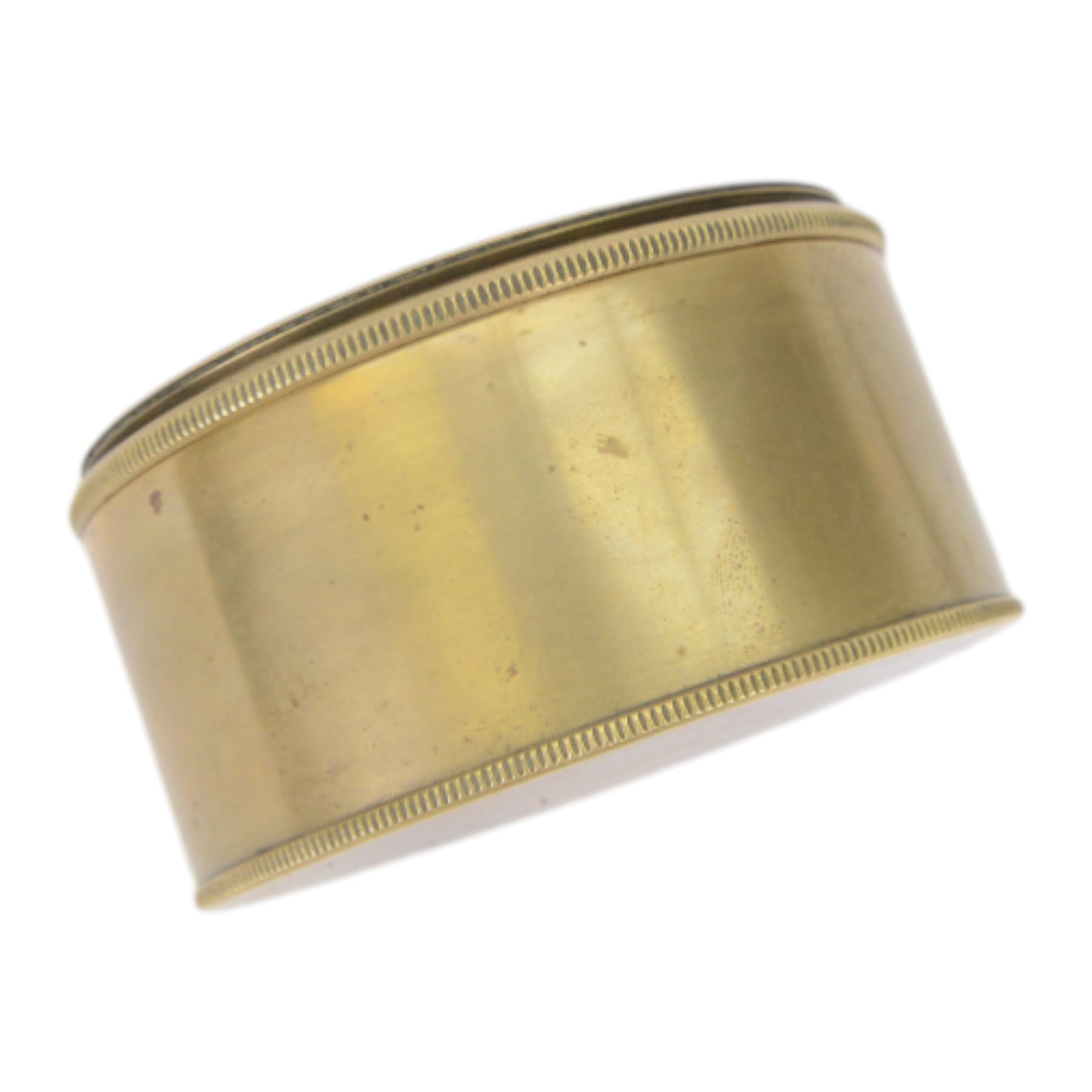 Brass pocket sextant, of circular form, the screw lid engraved 'Stanley London 1911', impressed to inner cover 'Important' with care instructions, contained within leather case