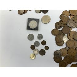 Quantity of coins including Great British pre-decimal with Queen Victoria and later pennies, commemorative crowns etc