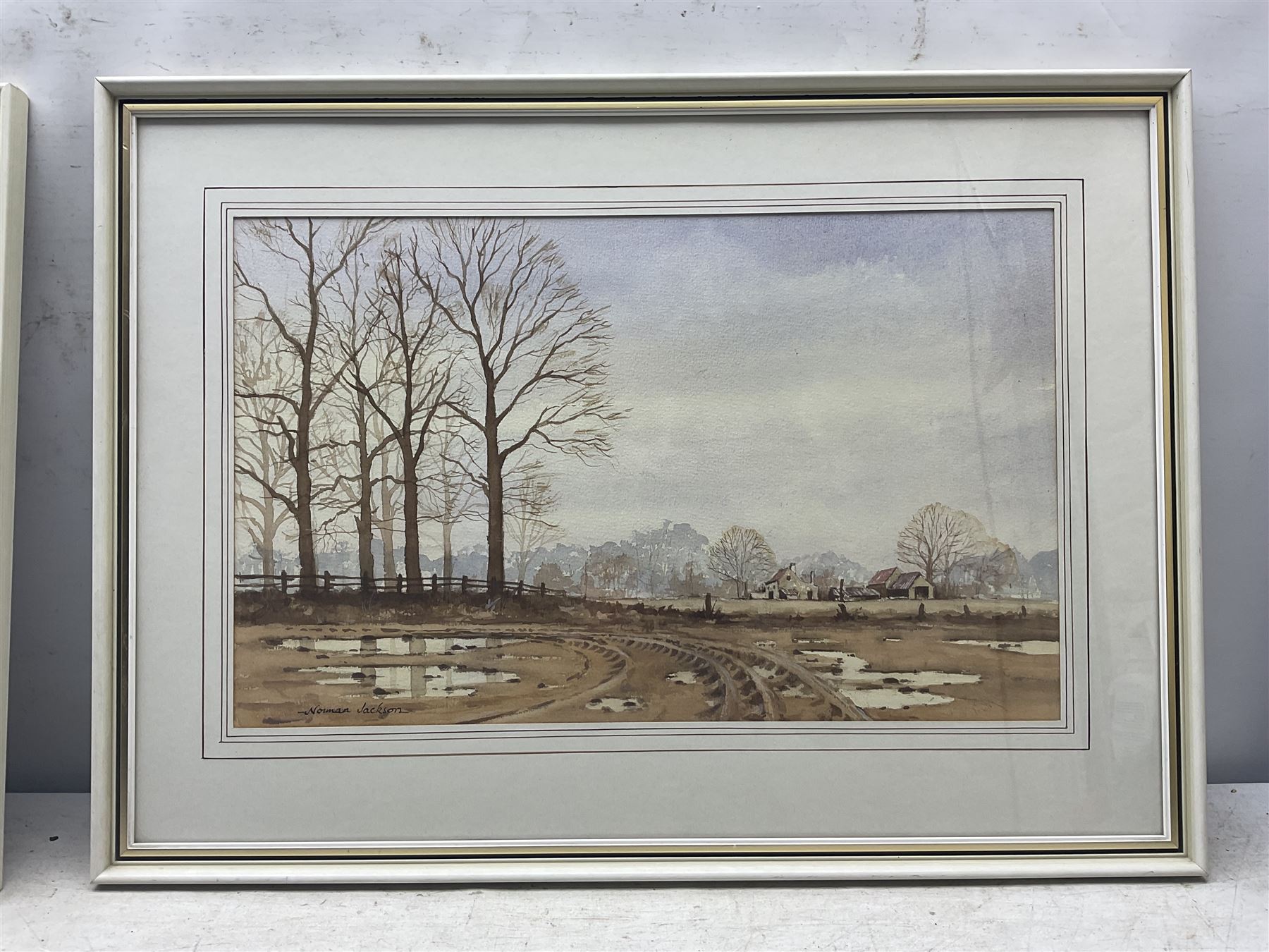 Norman Jackson (British 20th Century): 'Down Among the Birches' and Tracks Across the Field, two watercolours signed 31cm x 50cm (2)